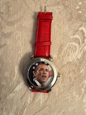 Men’s Barack Obama Red Leather Strap Watch